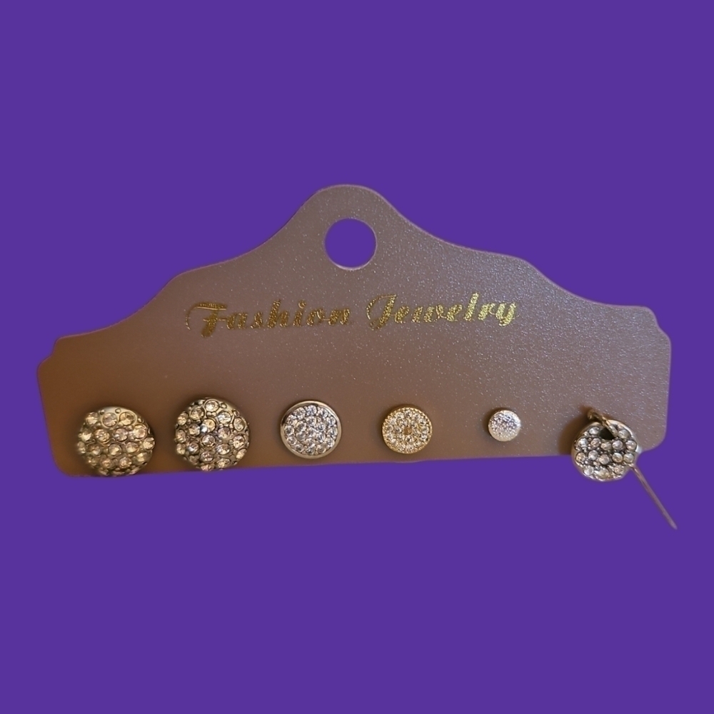 Elegant Paved Round Stud Earrings Set